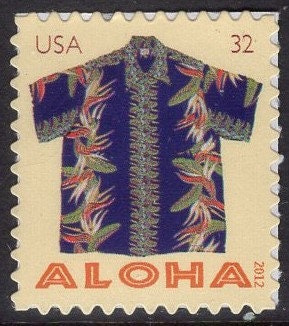 100 HAWAII ALOHA SHIRTS Assorted Surfers Flowers Shells Fish (see all scans) - Unused Fresh, Bright Stamps - Issued in 2012 -