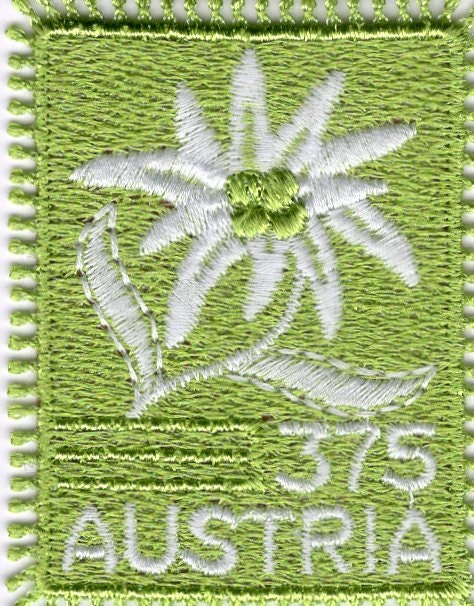 EDELWEISS EMBROIDERY SEWING Embroidered Stamp from Austria - Rather Unusual, Great Gift! - Issued in 2004 - s2005 -