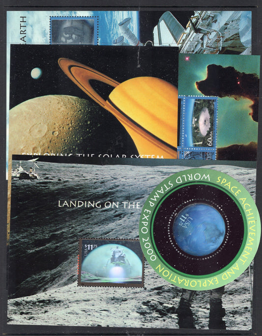 SPACE ACHIEVEMENT EXPLORATION Holograms (see scans for examples) 5 Different Sheets of 1 to 6 Stamps  - s3409s - Issued in 2000-