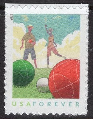 3 BOCCE BALL Permanent First Class Rate Game Scene Bright Fresh Stamps - Larger Quantity Available - Stock 5628 -