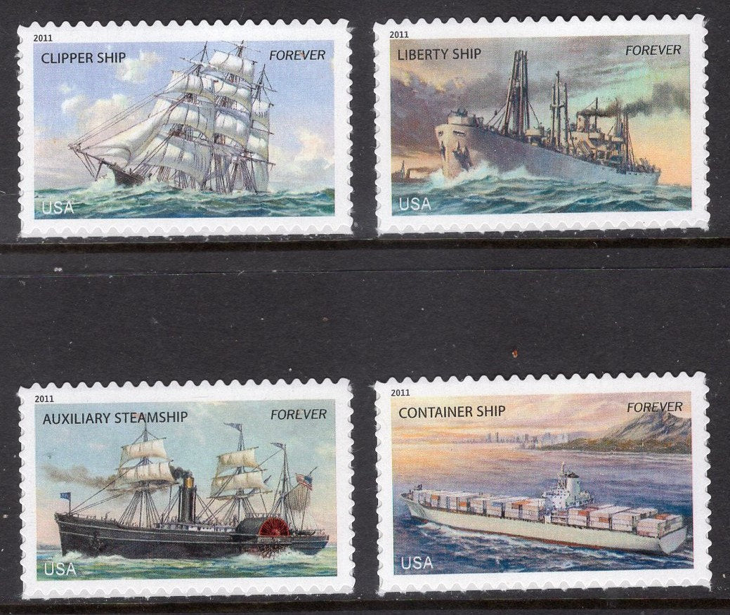 MERCHANT MARINE Decorative Sheet of 20 Stamps (4 different Ship Designs) Bright Fresh - Issued in 2011 s4548 -