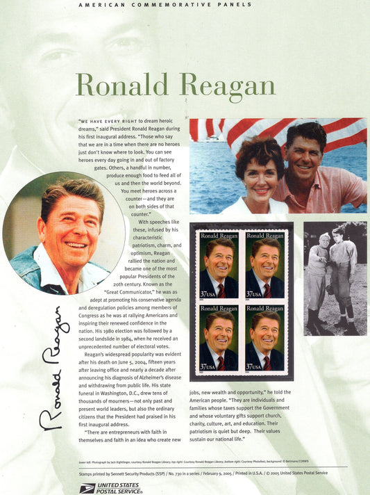 RONALD Wilson REAGAN 40th PRESIDENT - Actor - Governor - Republican - California - Alzheimer Patient - Issued in 2005 -