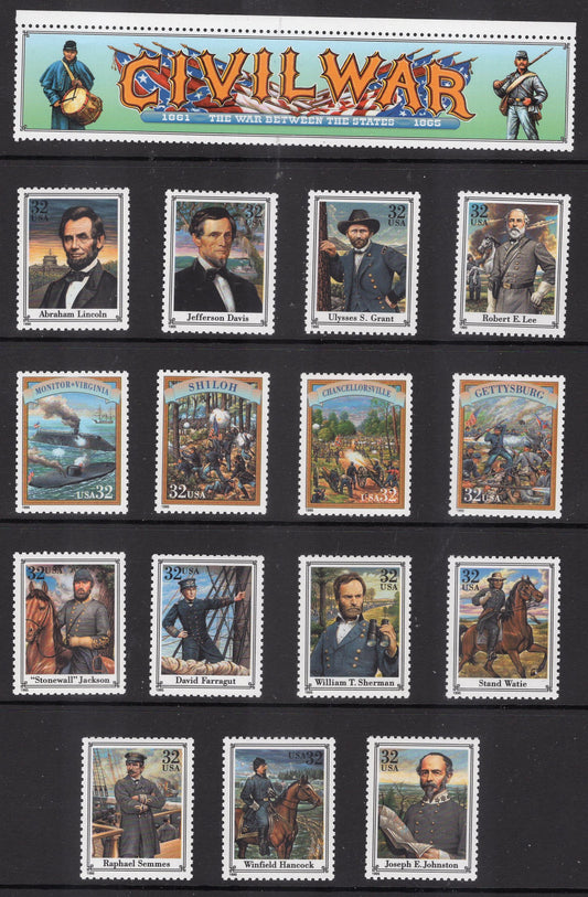 30 CIVIL WAR Stamps COMPLETE 1961-on Collection of 30 Bright Never Hinged Postage Stamps - Issued in 1961-on - s1178// -