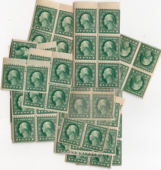 1917 George WASHINGTON GREEN WHOLESALE Group of 98(!) Mint Stamps (with original though disturbed gum from the Classic Period -