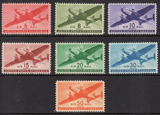 1941-44 TRANSPORT PLANES Complete Set of 7 Beautiful Classic Unused Fresh Mint Stamps - sC25+ -