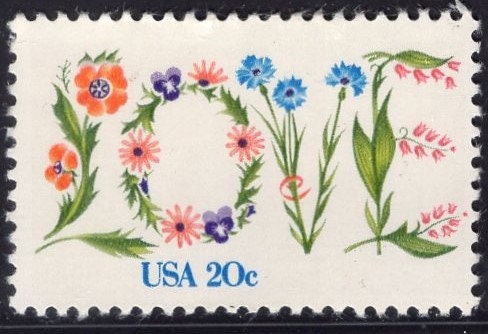 100 LOVE FLOWERS 20c - Rarely Available in this Quantity!! Stamps Weddings Invitations Thank You's More - Fresh - Issued in 1982 -